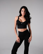 SCULPTING PADDED CROP TOP | BLACK