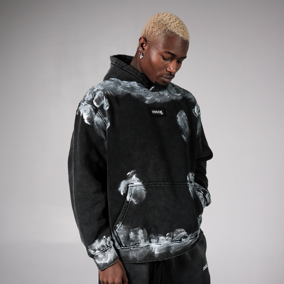 RAW CANVAS OVERSIZED HOODIE | BLACK