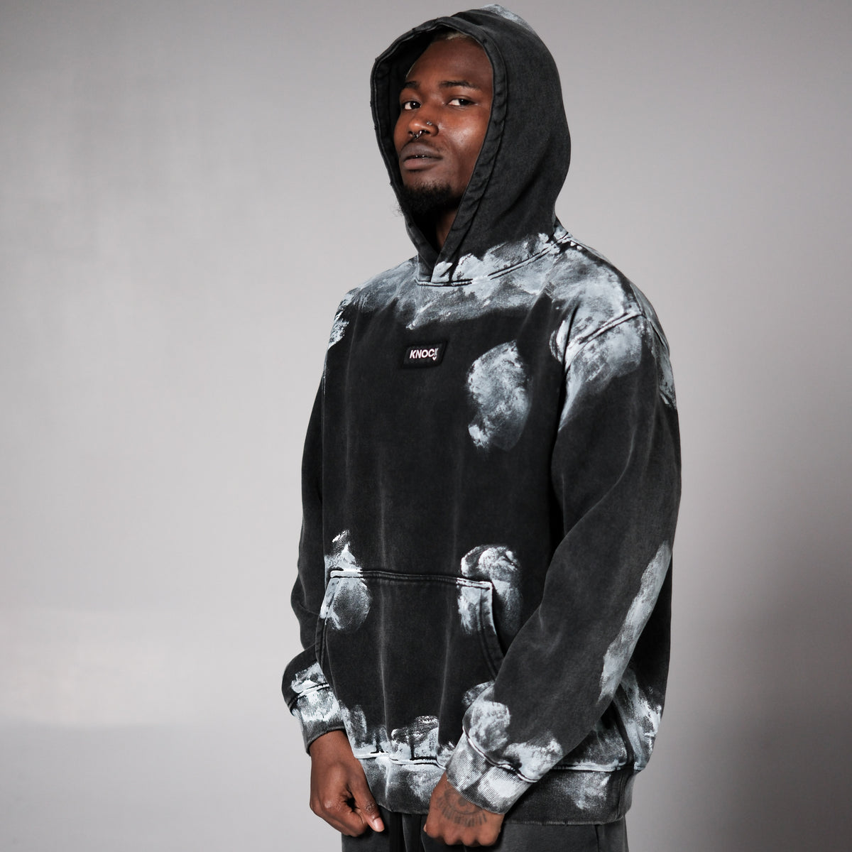 RAW CANVAS OVERSIZED HOODIE | BLACK
